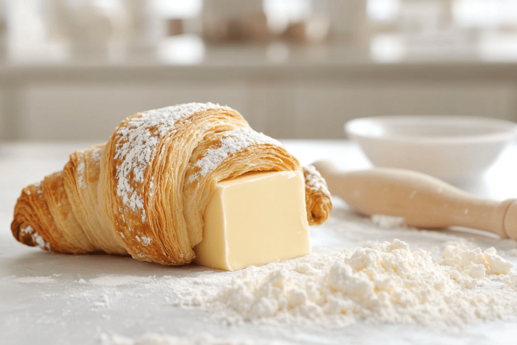 Dough and butter during lamination