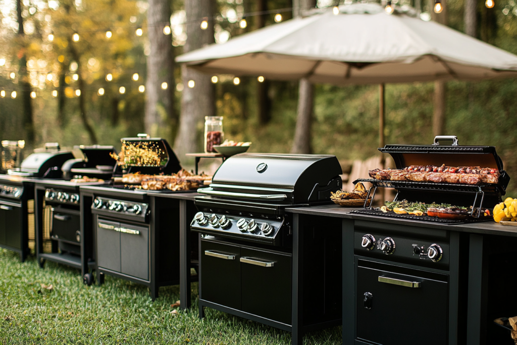 A lineup of Blackstone grill and griddle models, showcasing their features such as size, portability, and cooking surfaces.